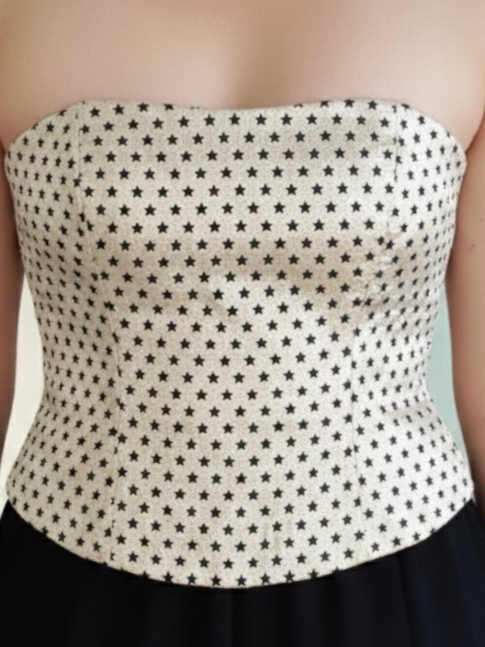 $480 Escada VINTAGE bodice strapless bustier METALLIC STARS DESIGNER TOP M 10